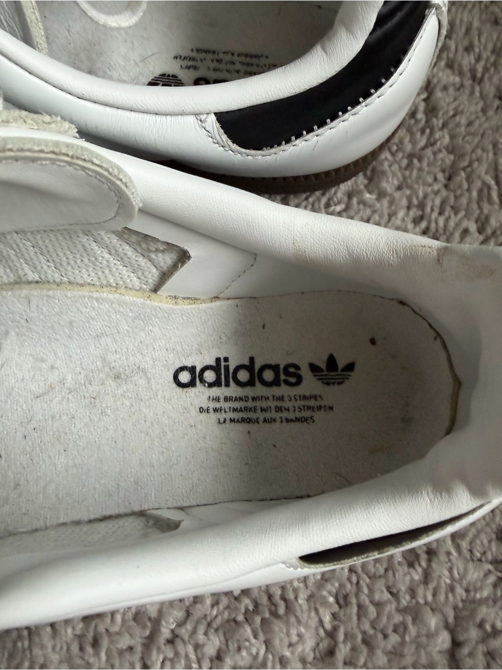 adidas Samba Leather Sneakers in White and Black with Gum Sole - Picture 5 of 6